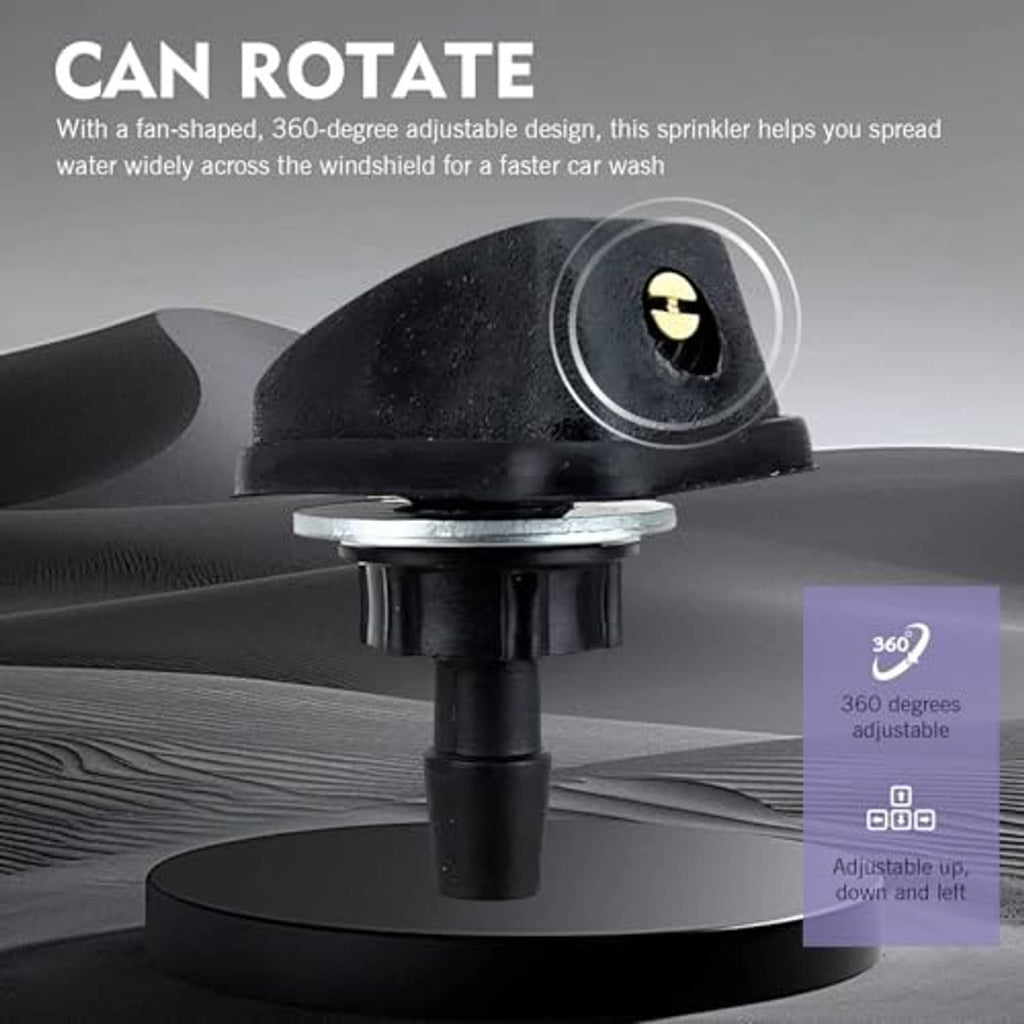 Black windshield washer nozzle with gold insert and circular metal mounting base