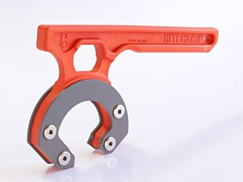 Red hitch ball mount carrier head with ball cup and mounting hardware