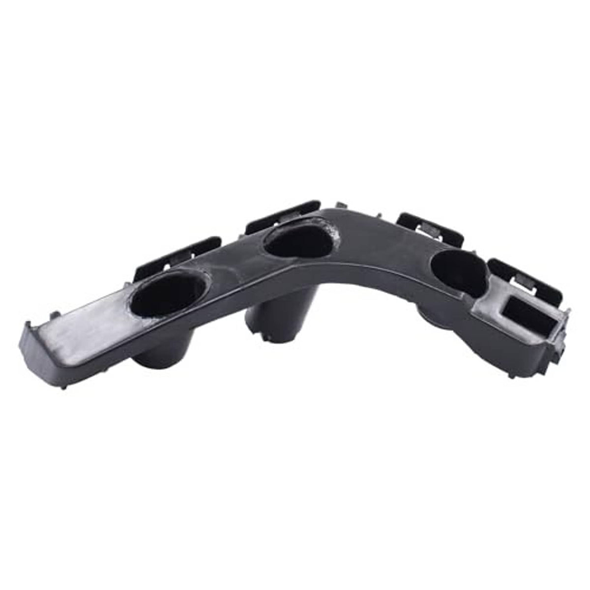 Single dark gray bumper retainer bracket with four round openings and mounting tabs