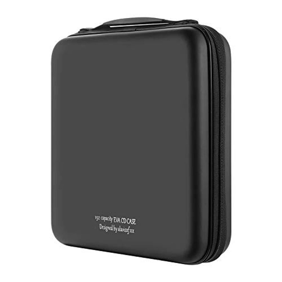 Black EVA CD disc case, zippered edge and top handle