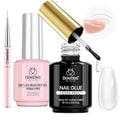 HEMA-free clear builder gel set with nail glue bottle and applicator brush