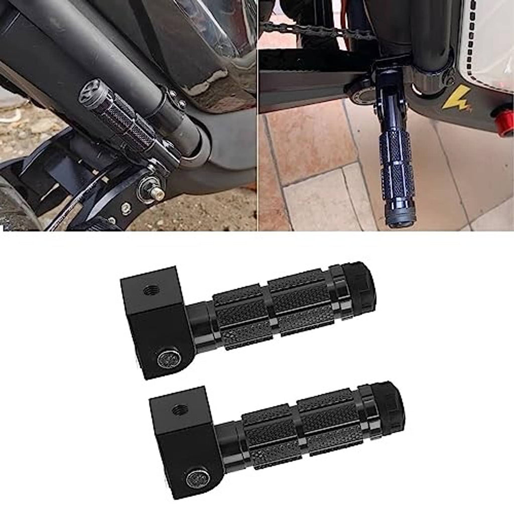 Set of two foldable foot pegs with textured grips and black brackets