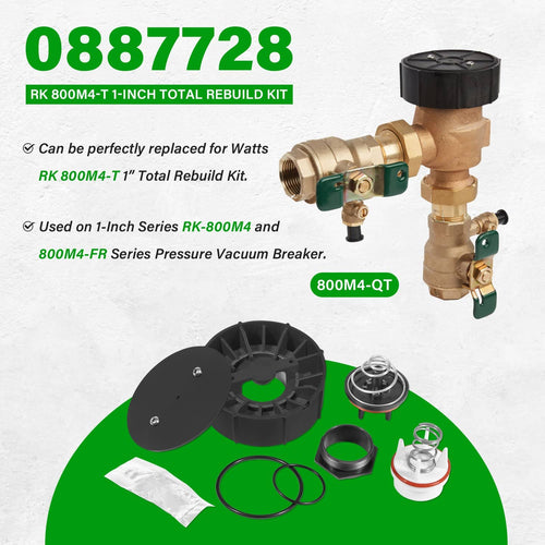 Brass pressure vacuum breaker with included repair kit components and black hood