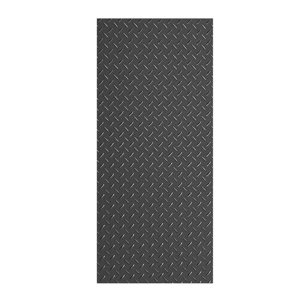 Dark gray PVC garage floor mat panel with raised diamond tread texture