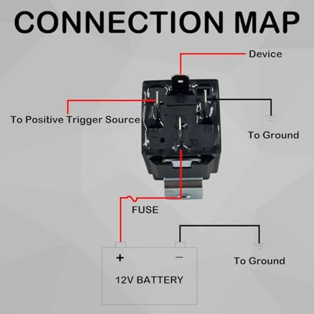 Relay connection map with fuse wiring diagram and mounting bracket