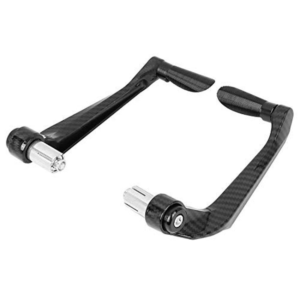 Brake and clutch lever protector hand guards, black carbon-fiber style, pair