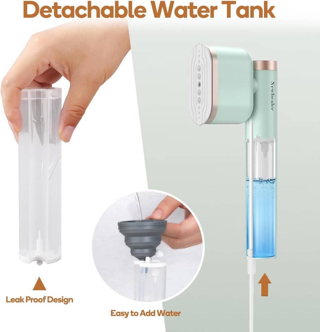Mint steamer with removable water tank and leak-proof water container