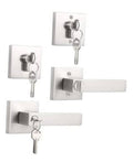 Brushed nickel double-cylinder deadbolt with keyed entry lever and keys