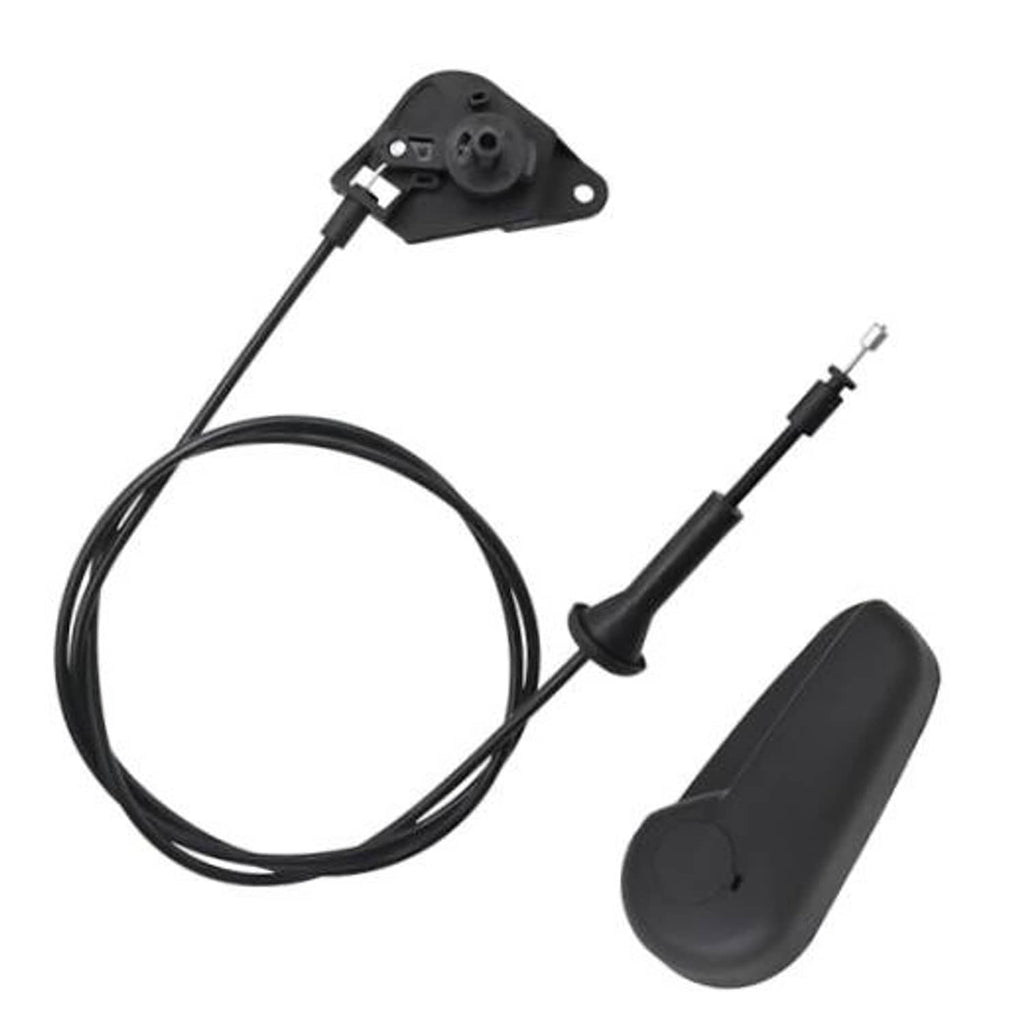 Black hood release cable pull handle assembly with cord and latch bracket