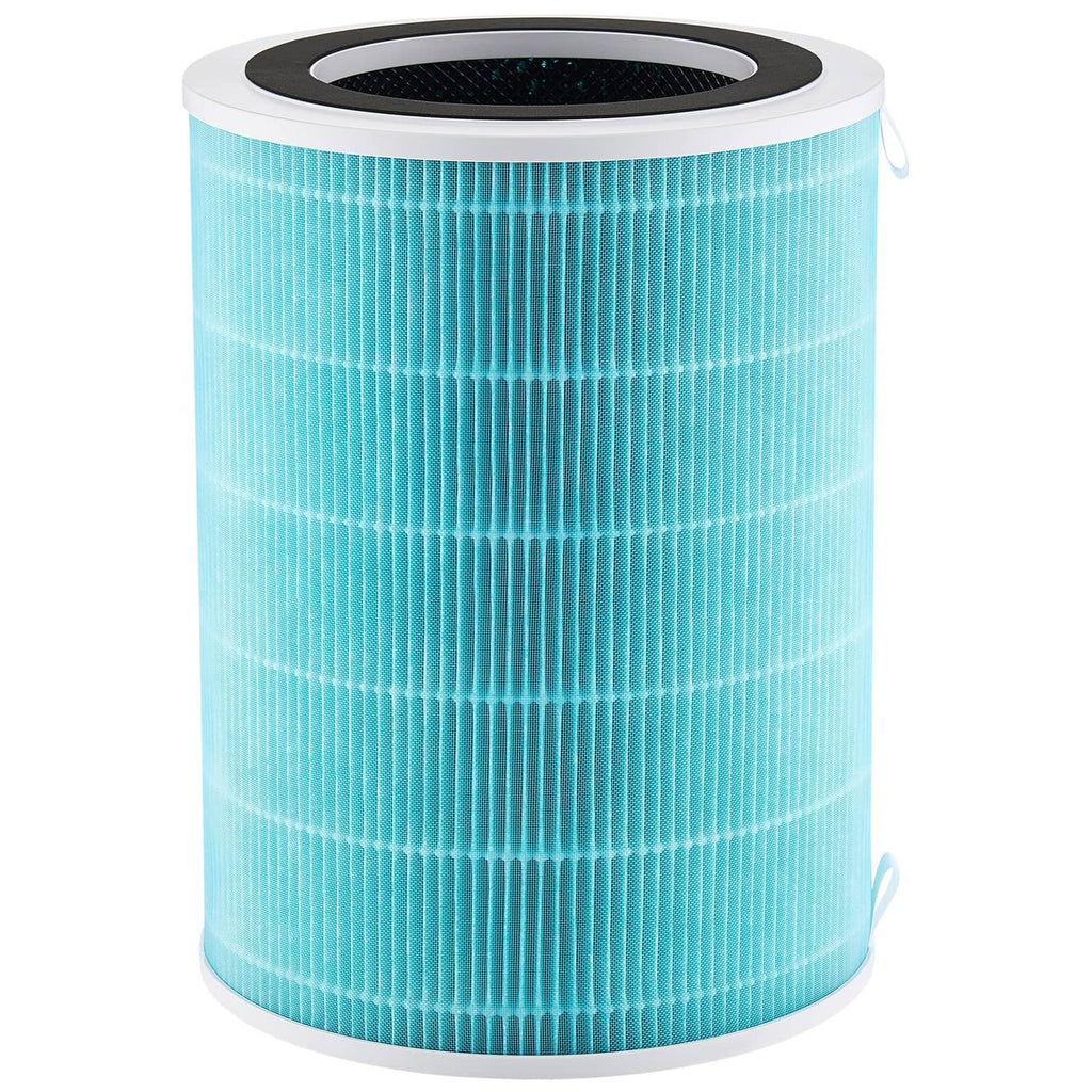Blue H13 air purifier filter replacement cylinder with black top opening and white rim