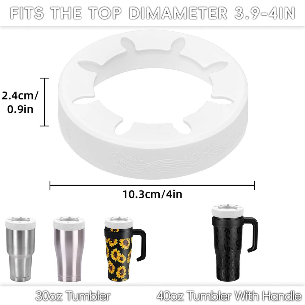 White silicone tumbler ring with molded finger tabs