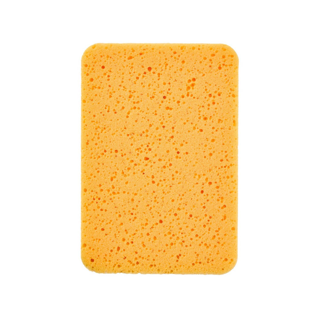 Extra-large orange foam sponge for tile and grout cleaning, flat block with pores