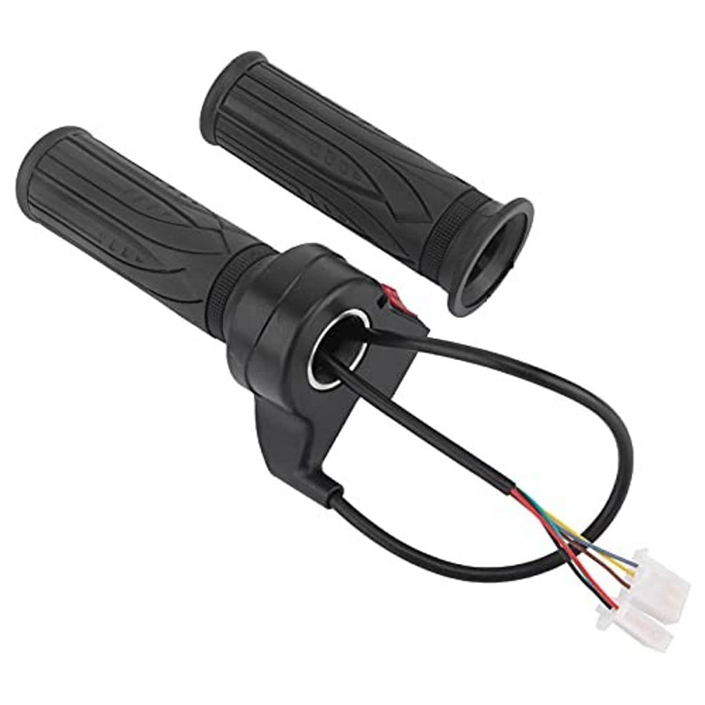Black throttle grip pair with central ring mount and cable leads
