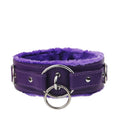 Purple leather choker collar with adjustable fit and silver lock ring