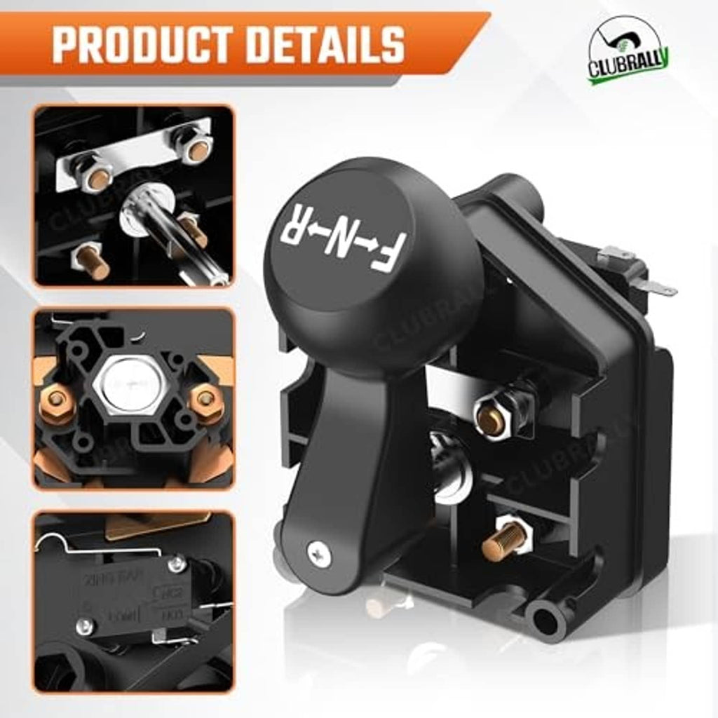 Forward/reverse switch with black handle labeled F-N-R and visible internal contacts