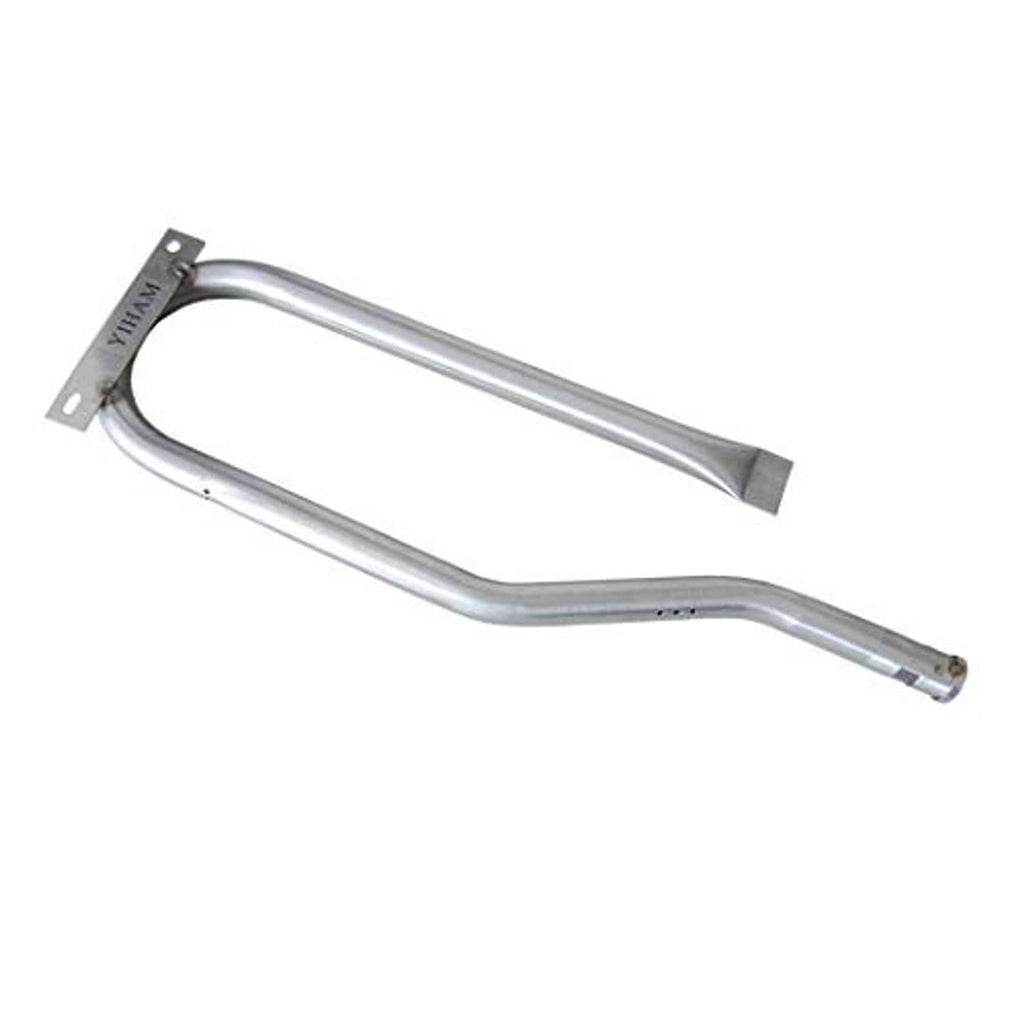 Gas grill burner replacement with two U-shaped stainless tubes and mounting tabs