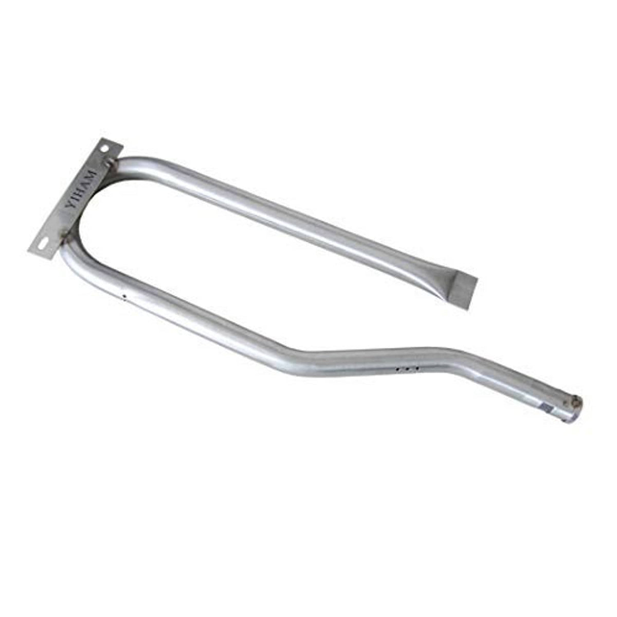 Gas grill burner replacement with two U-shaped stainless tubes and mounting tabs