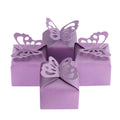 Purple butterfly favor gift boxes, four lids with scalloped cutout wing details