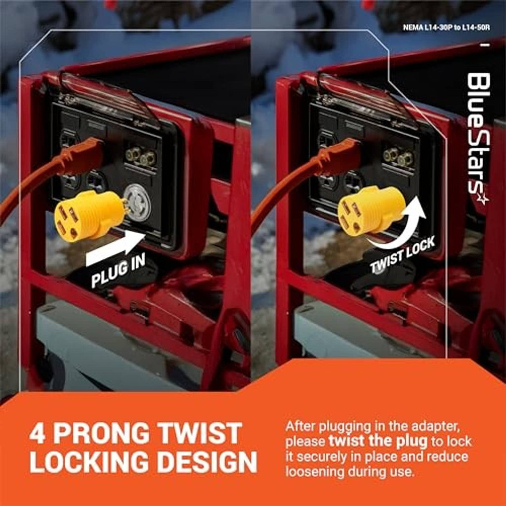 Yellow twist-lock adapter connected with 4-prong locking design