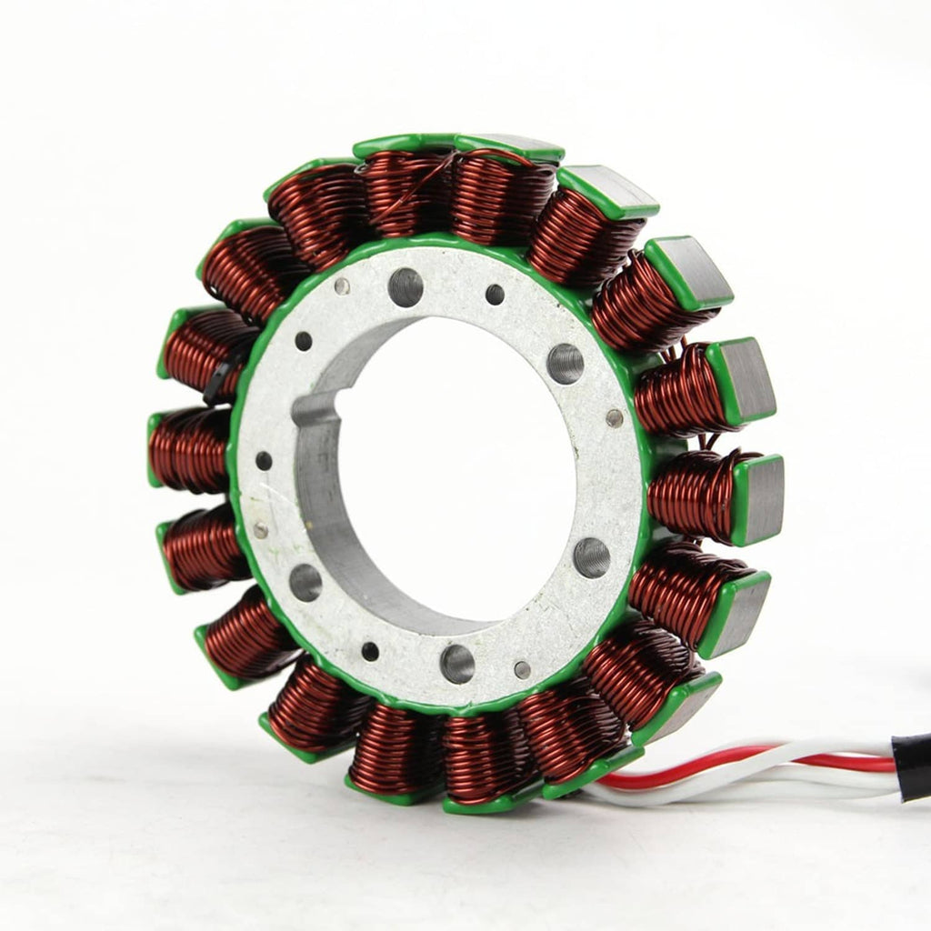 Stator ignition coil ring with copper windings and red and green lead wiring