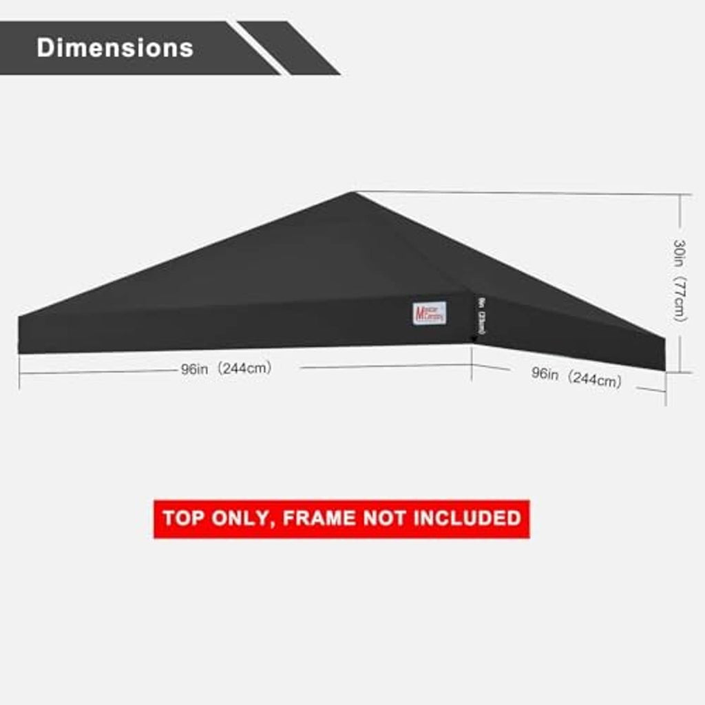 Black replacement canopy top, shown with 8x8 dimensions and height markings