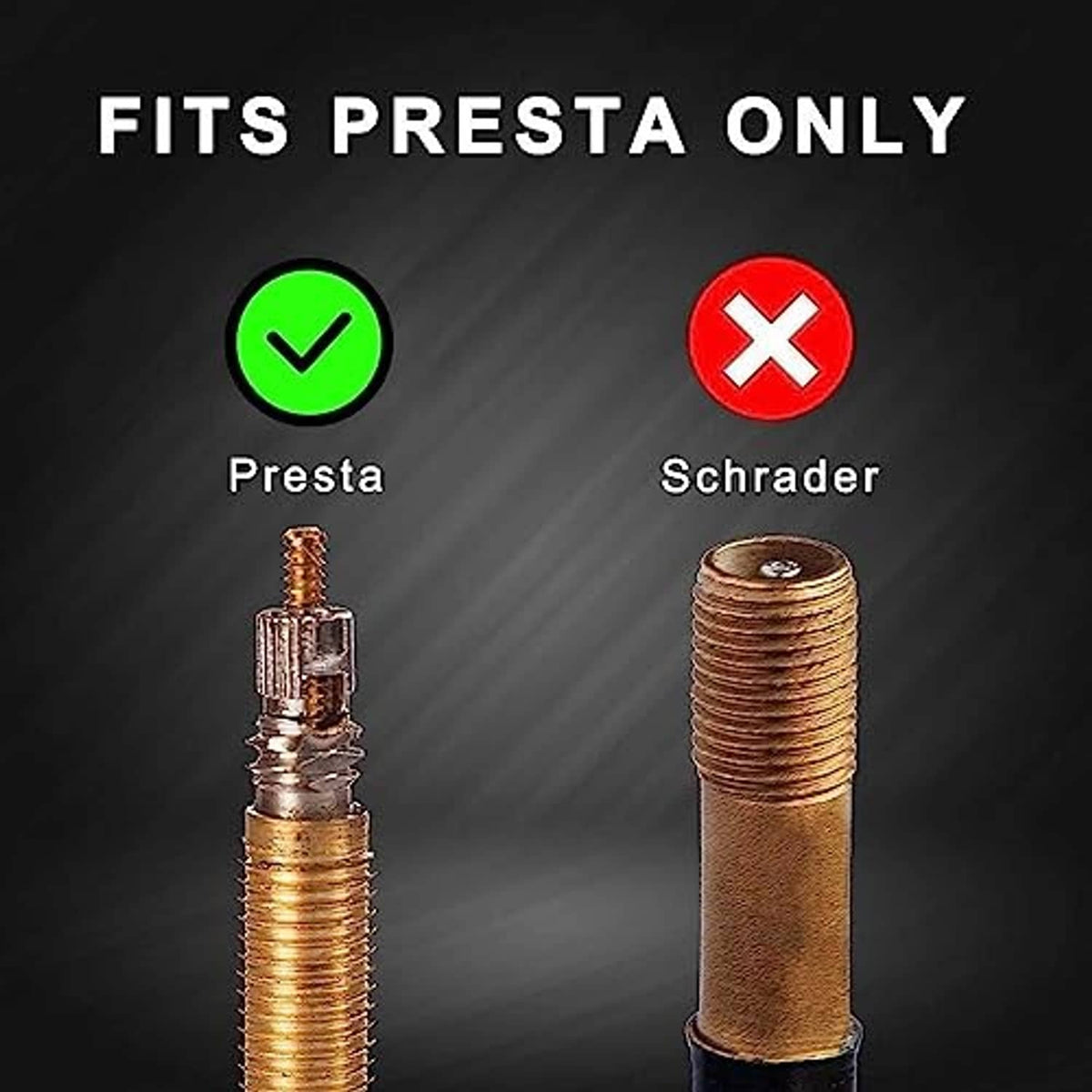 Presta-style valve caps with threaded insert components
