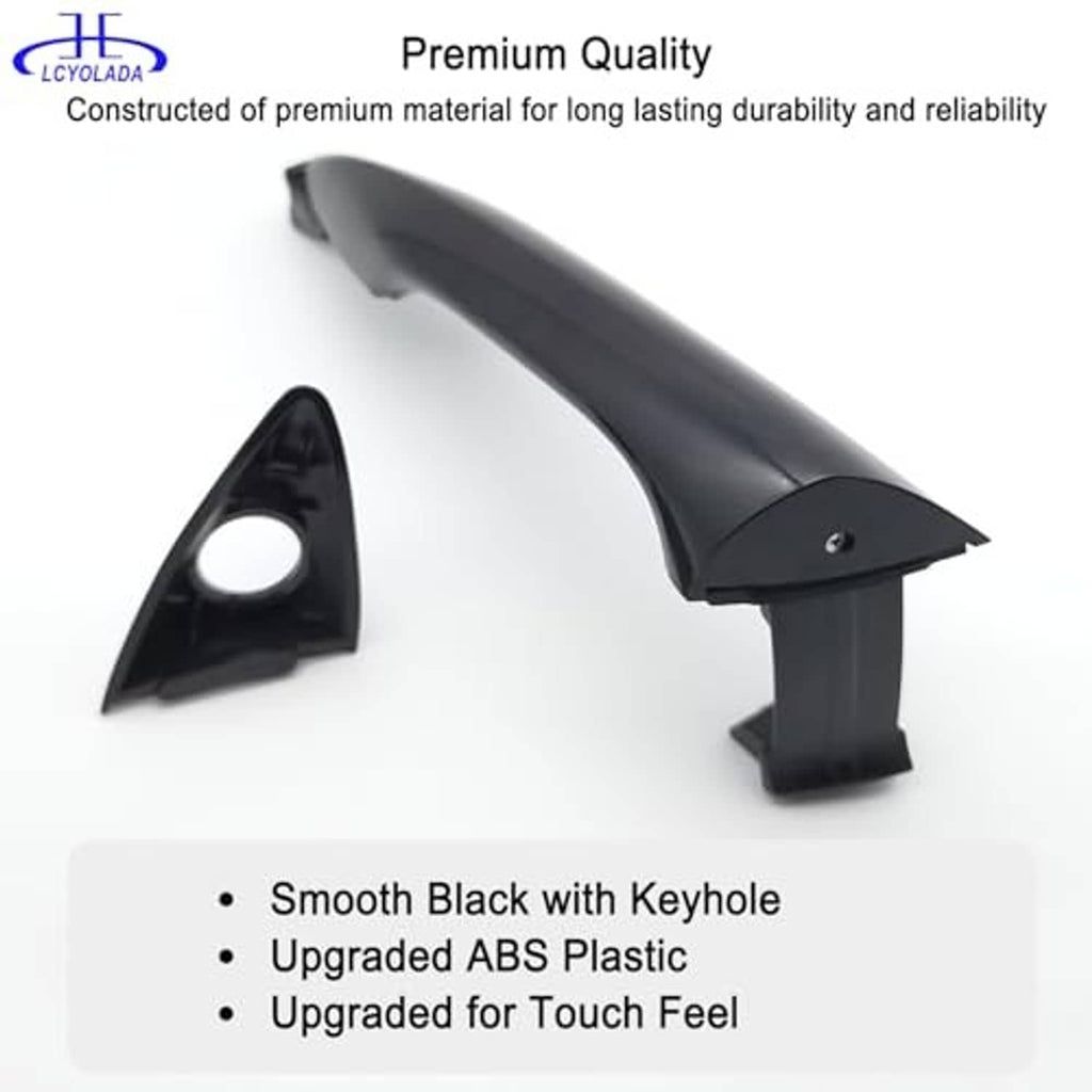 Black front left door handle cover set with circular keyhole insert and mounts