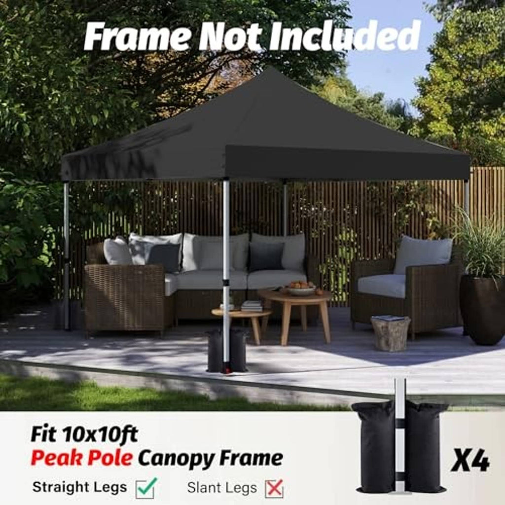 Black canopy top cover for outdoor gazebo, peak style; frame not included