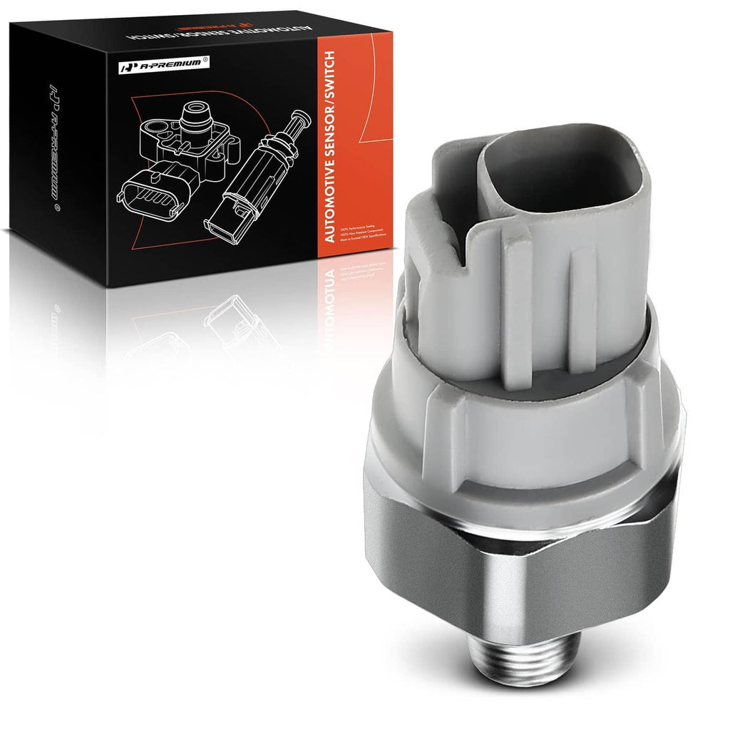 Engine oil pressure sender switch with gray plastic connector and metal threaded base