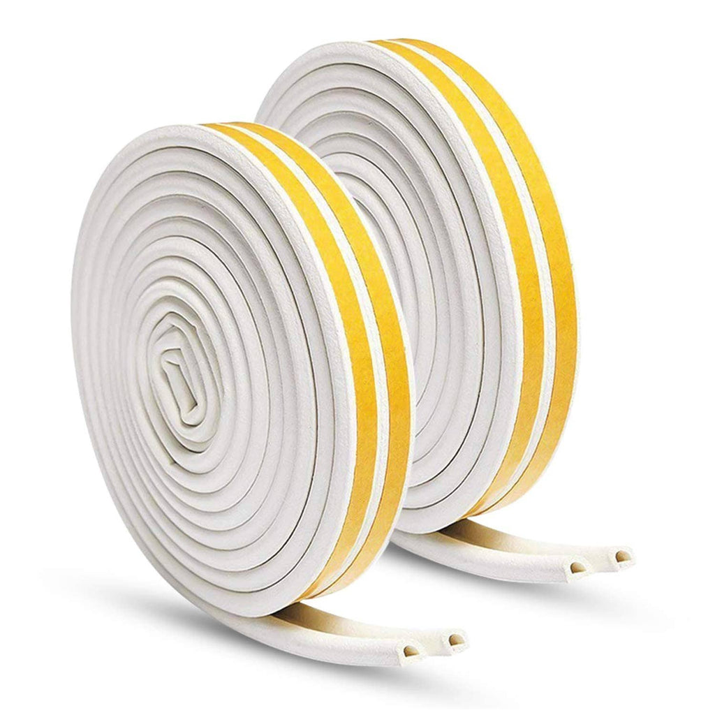 Foam door/window seal strip roll with yellow stripes and white backing