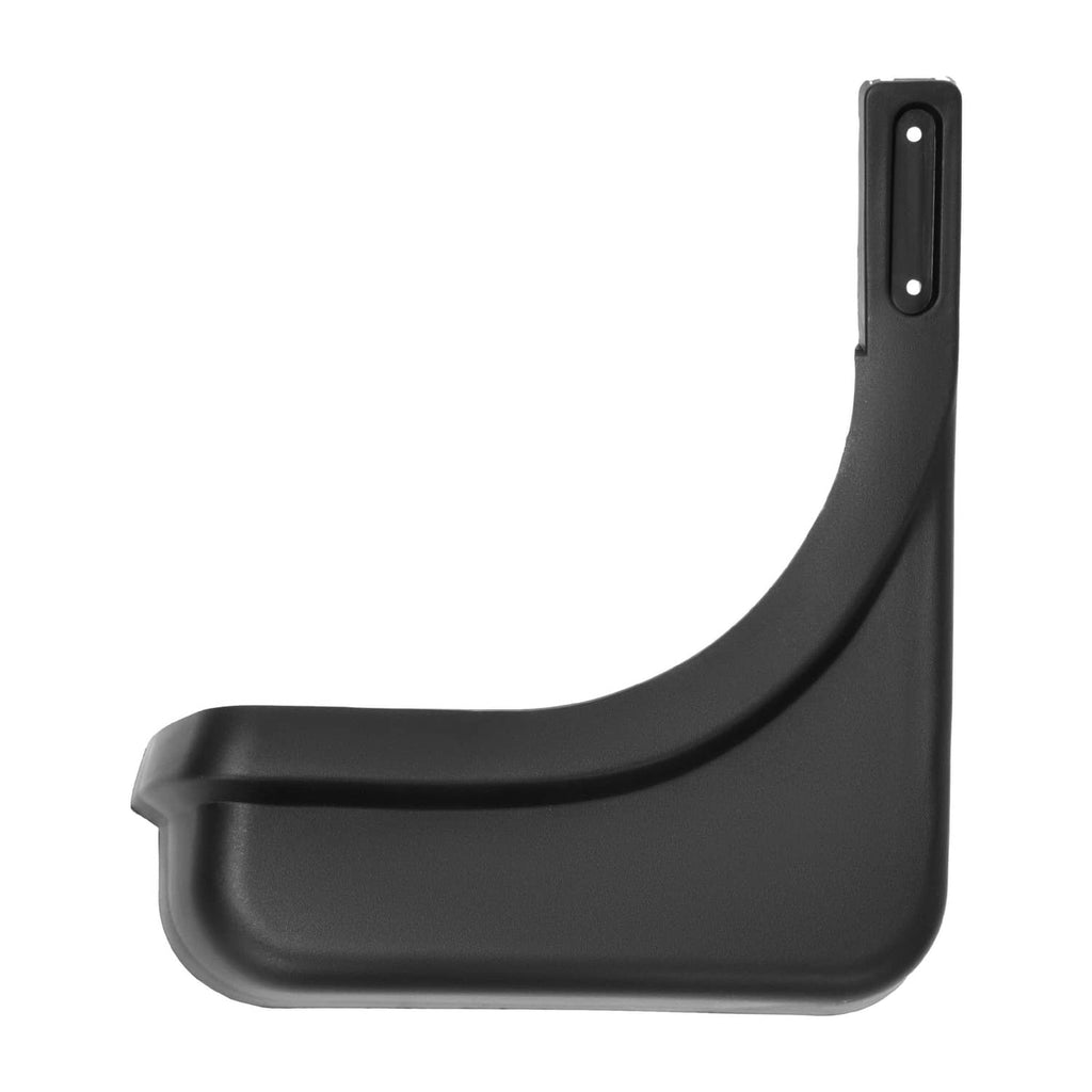 Right side fender cap, dark molded plastic with vertical mounting slot and smooth curve