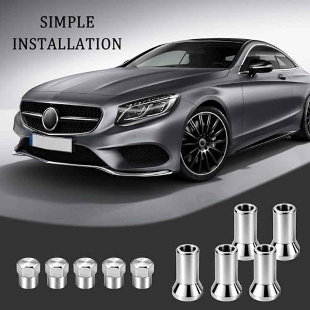 Chrome valve stem caps set with hex heads and cylindrical sleeves