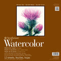 Strathmore watercolor paper pad, 12"x12", 12 sheets; cover shows purple-blue flowers