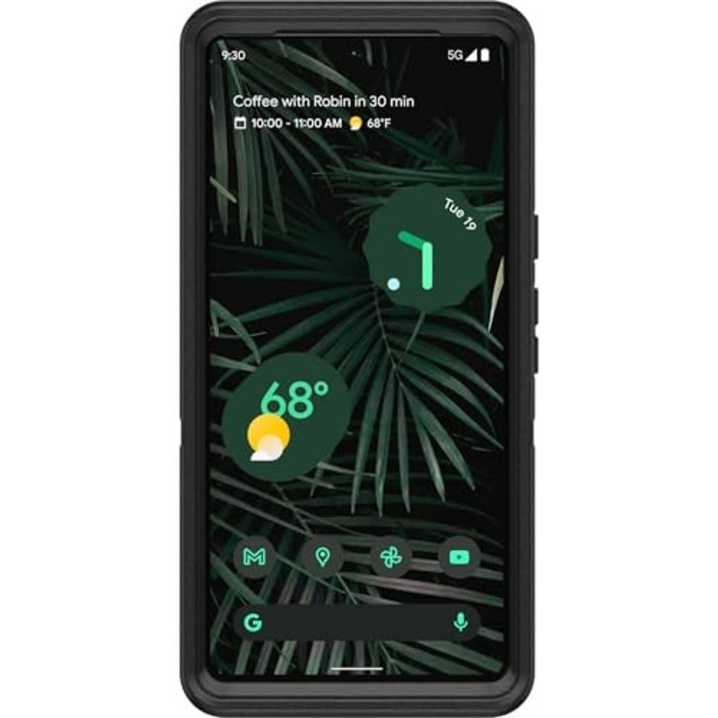 Black rugged phone case with holster clip, phone screen protected