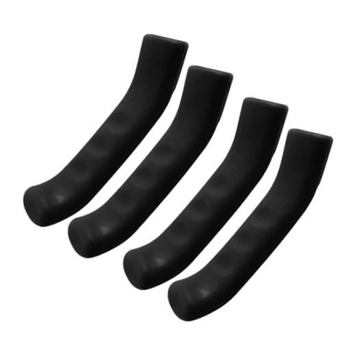 Two-pack bicycle brake lever grip covers, black soft silicone, curved protective sleeves