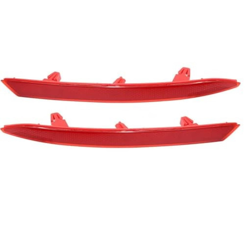 Set of two red rear bumper reflector light lenses