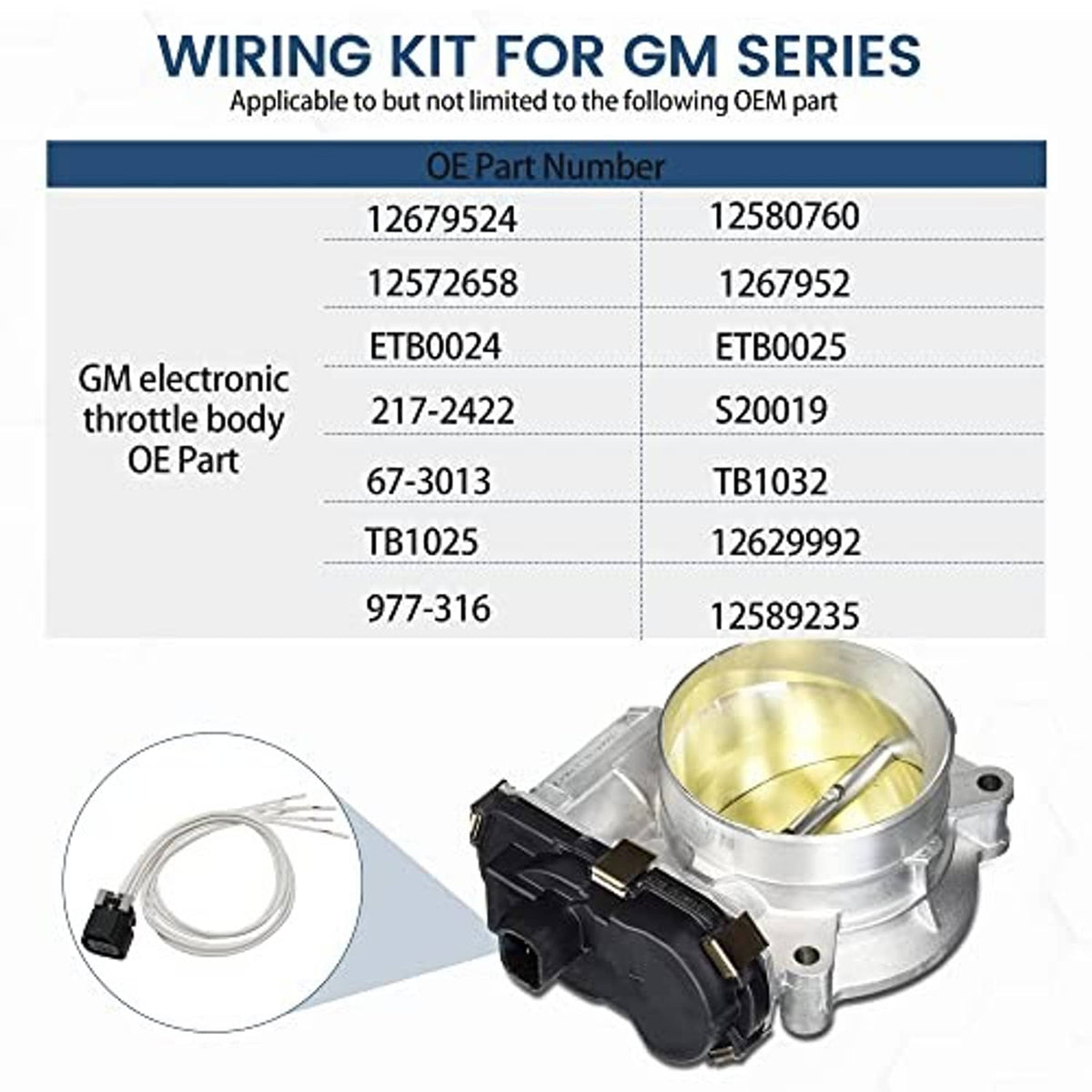 Throttle body actuator connector pigtail with silver throttle body and black wiring plug