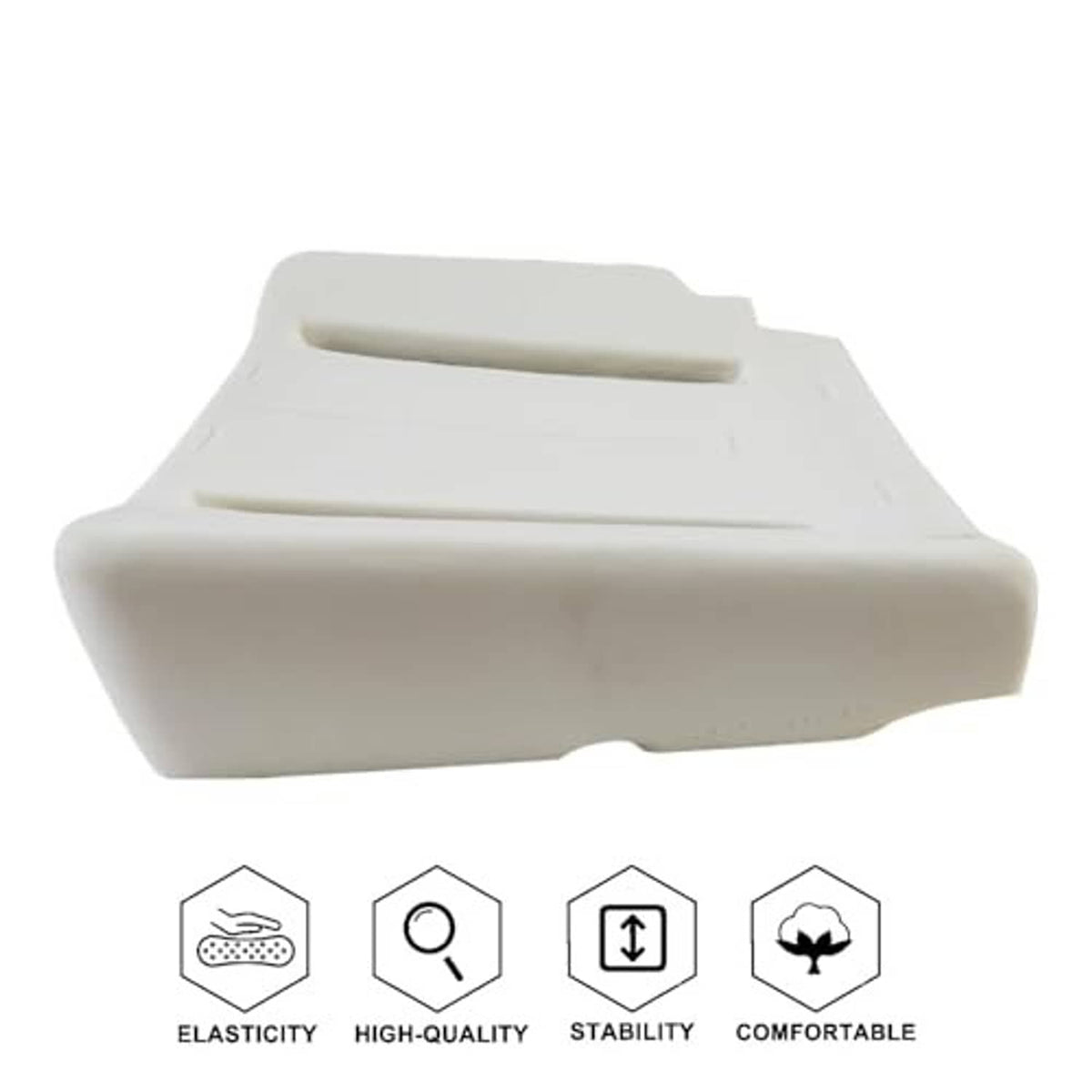 Front seat foam insert pad, white/cream, with top slot and contoured base.