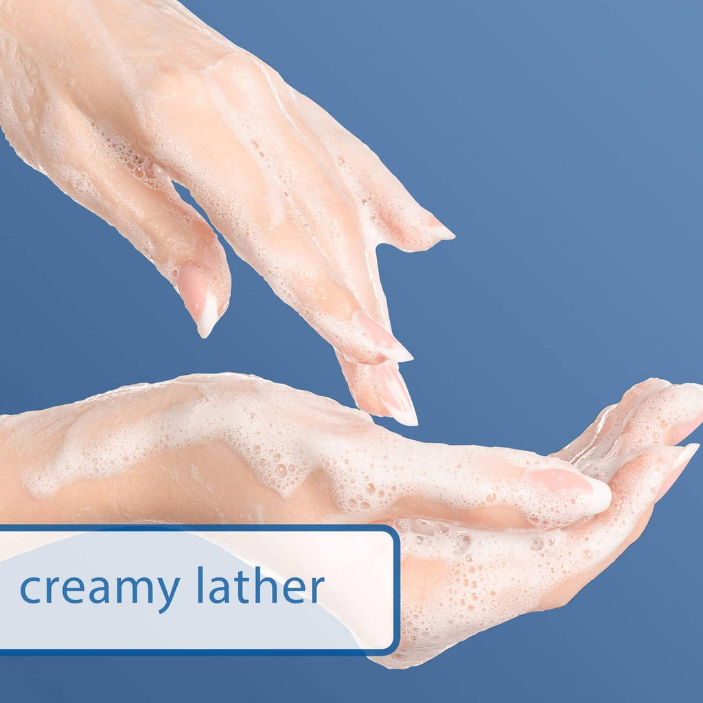 Dial antibacterial bar soap creamy lather on hands, sudsy cleanse