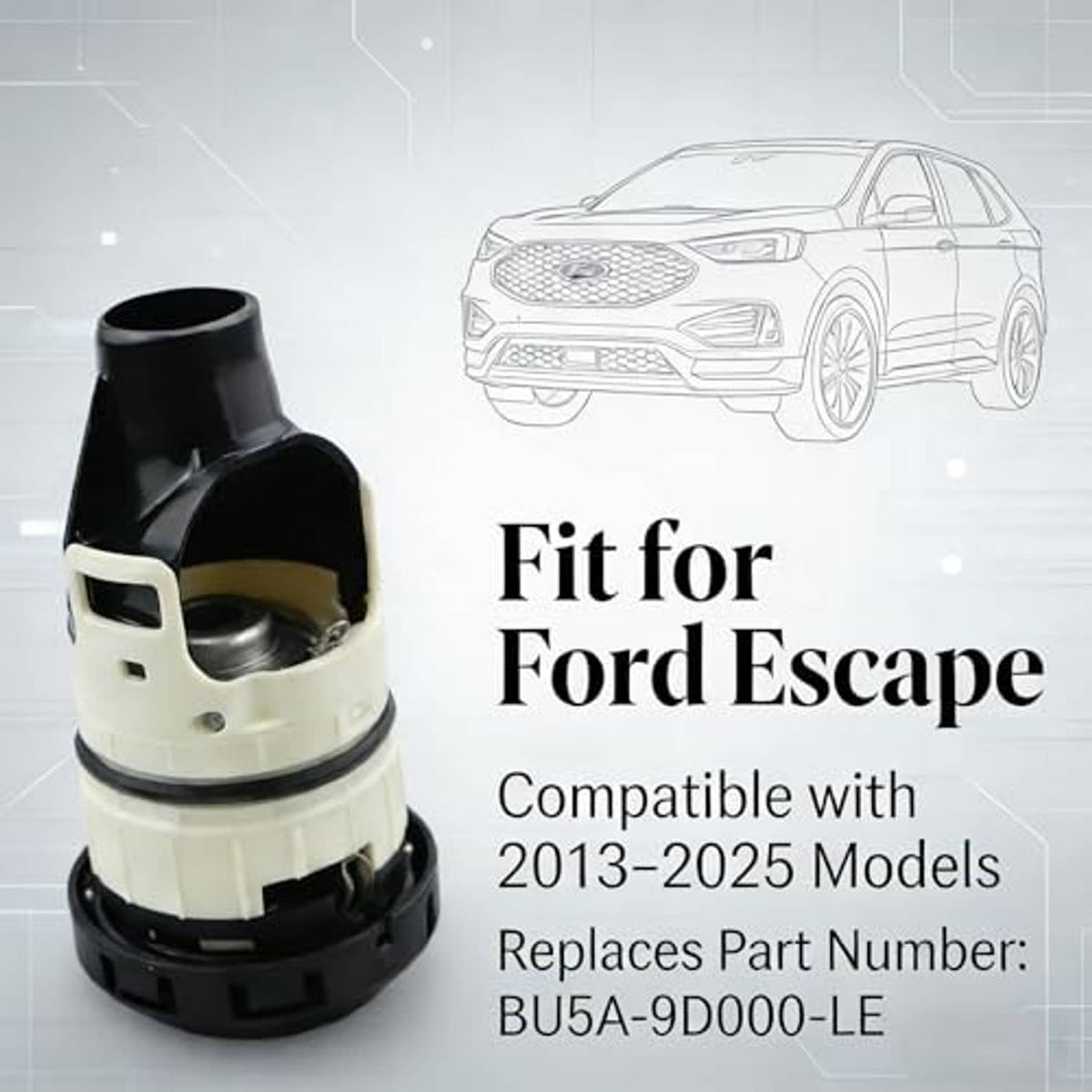 Fuel tank cap replacement part with off-white body and black outer housing