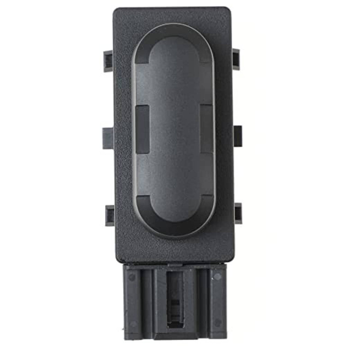 Black power seat switch cap with oval rocker and side mounting tabs