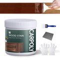 CARPOLY wood stain bucket, cherry red stain & sealer, with angled brush and pad