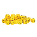 Yellow 10mm D6 dice with black pips, set of multiple dice