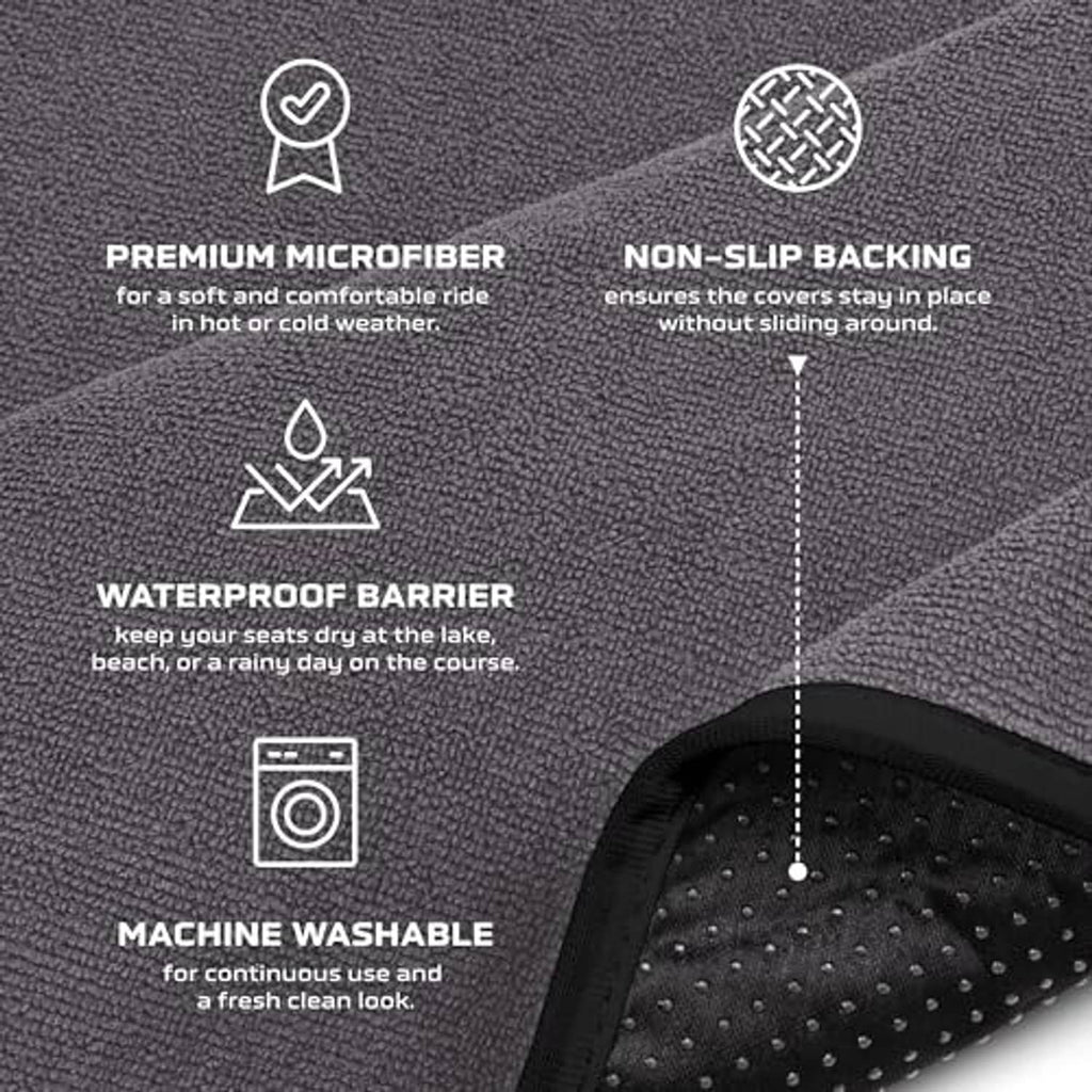 Waterproof seat cover fabric close-up, microfibre texture with non-slip backing