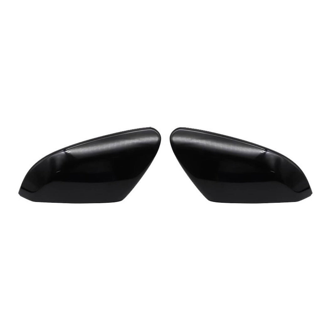 Two glossy black mirror cap covers for replacement, smooth curved shell