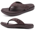 Men’s brown thong slide flip-flops with contoured footbed and arch support