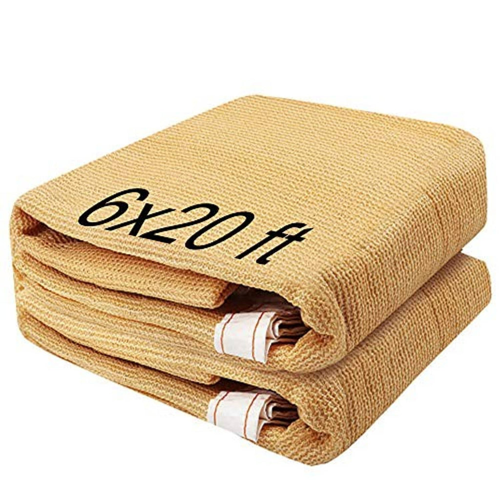 Tan shade sail cloth roll bundle with stitched hem and reinforced fold