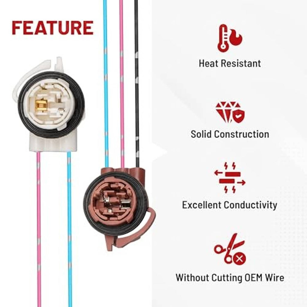 LED socket pigtail connector pair on wired leads, one brown one white