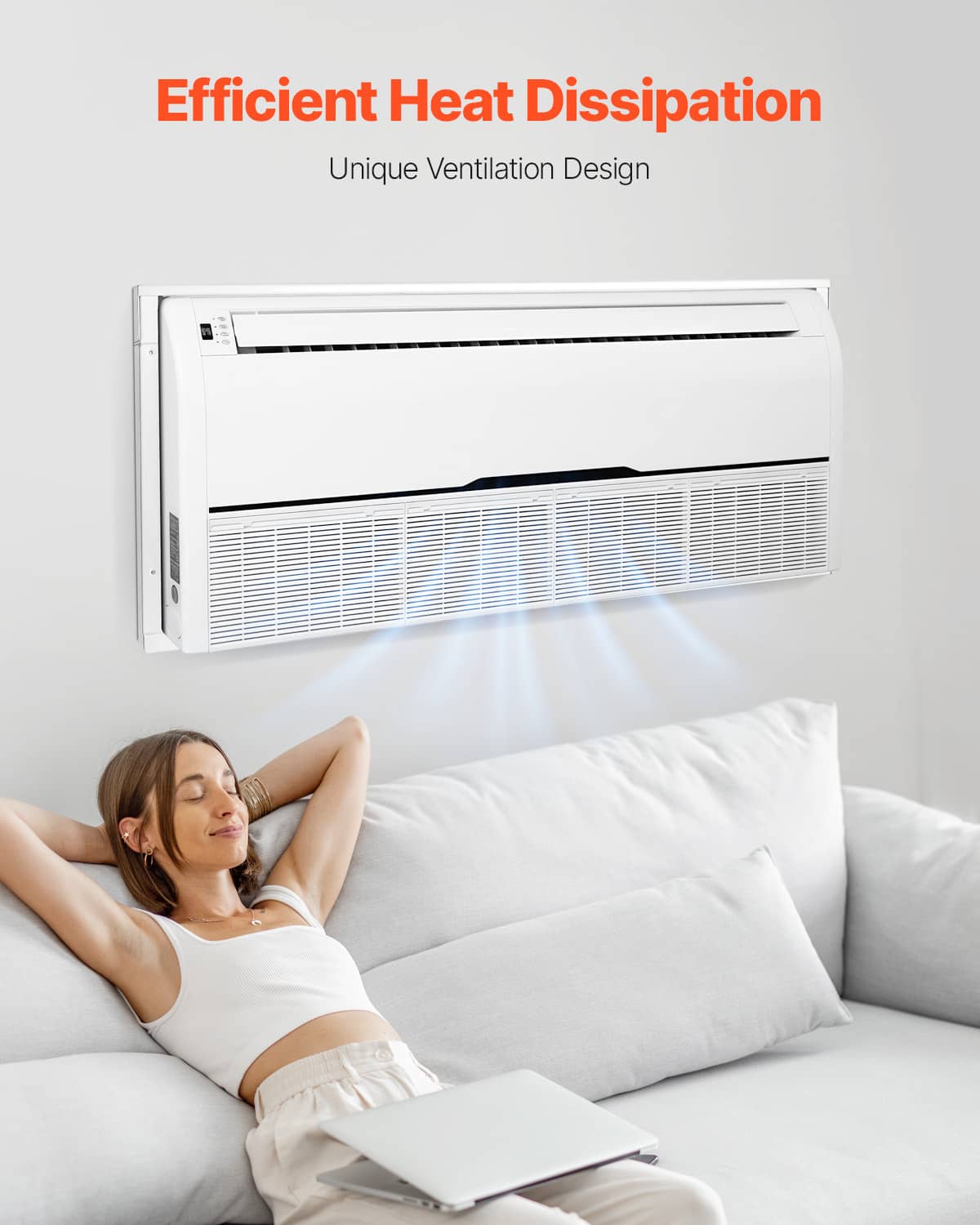White through-the-wall AC sleeve with ventilation design, installed on a wall