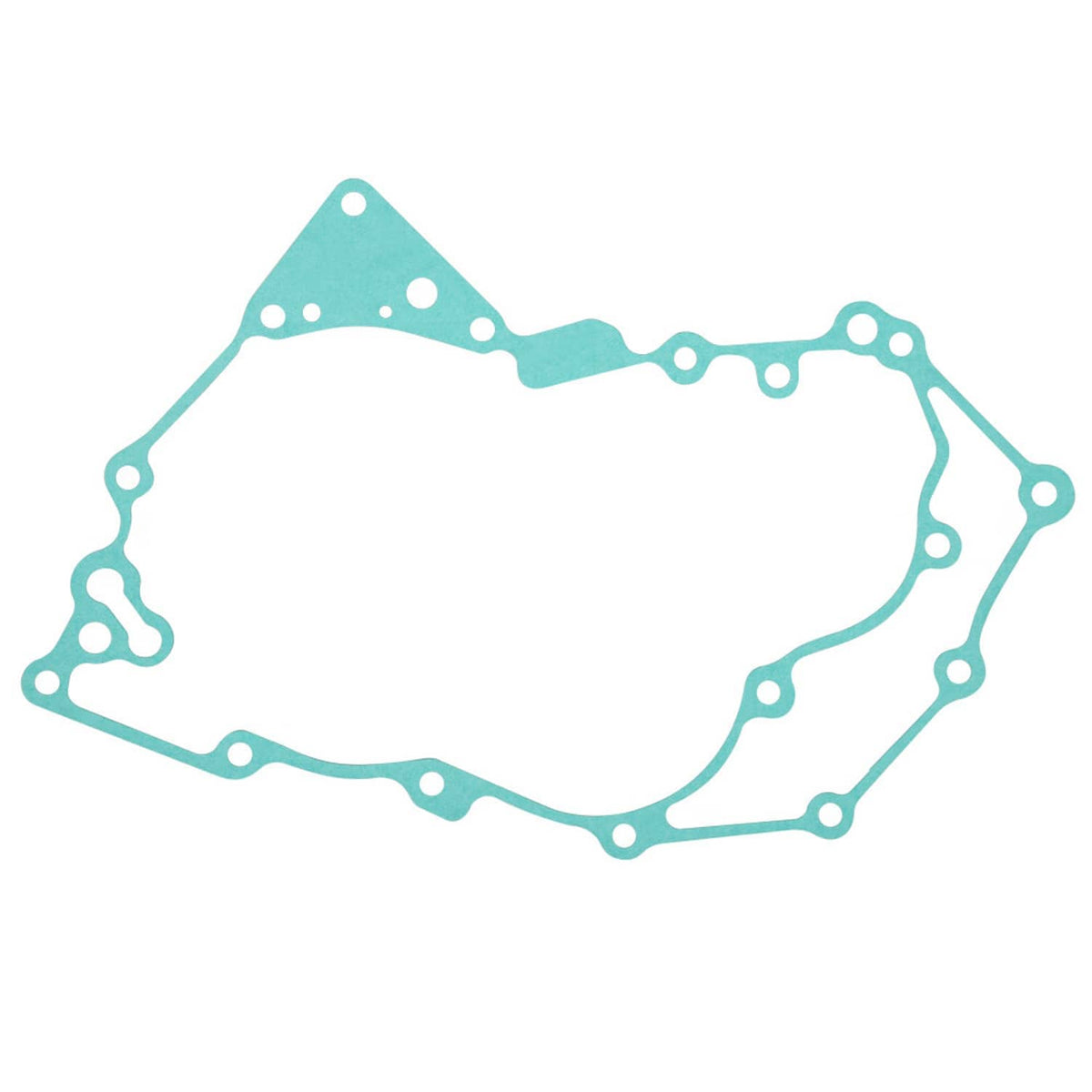 Engine gasket for starter clutch housing, teal with bolt holes